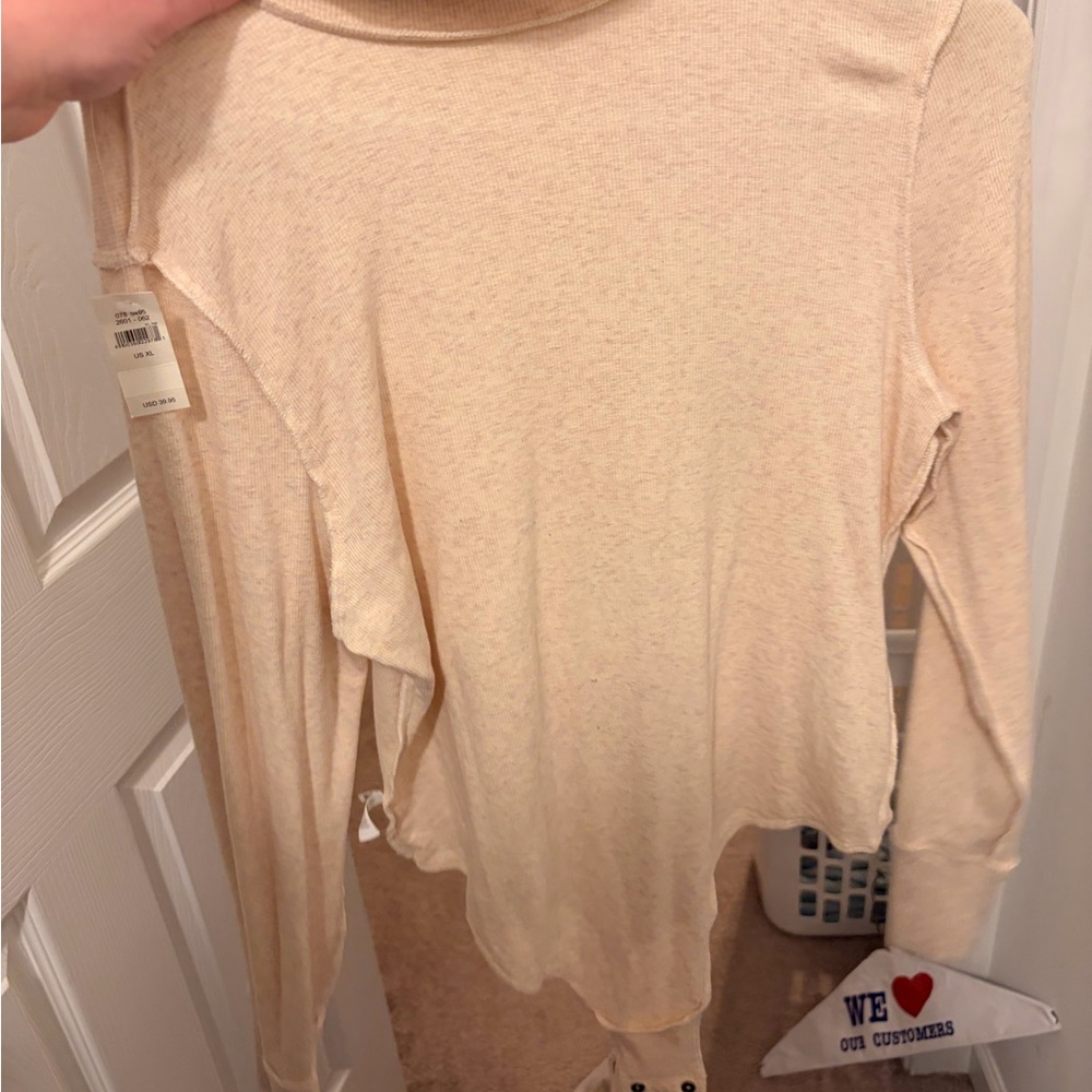 Cream Long Sleeve Turtleneck Bodysuit